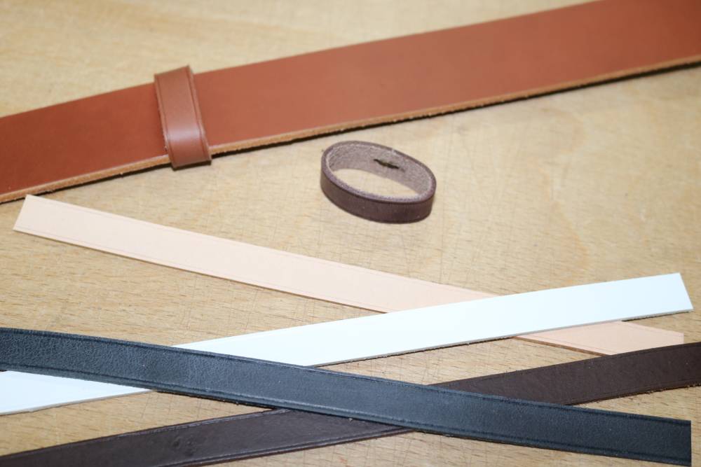 Lanières pour passant ceinture en cuir tannage végétal avec liseré - réf. PASSANTCEINTURECUIR