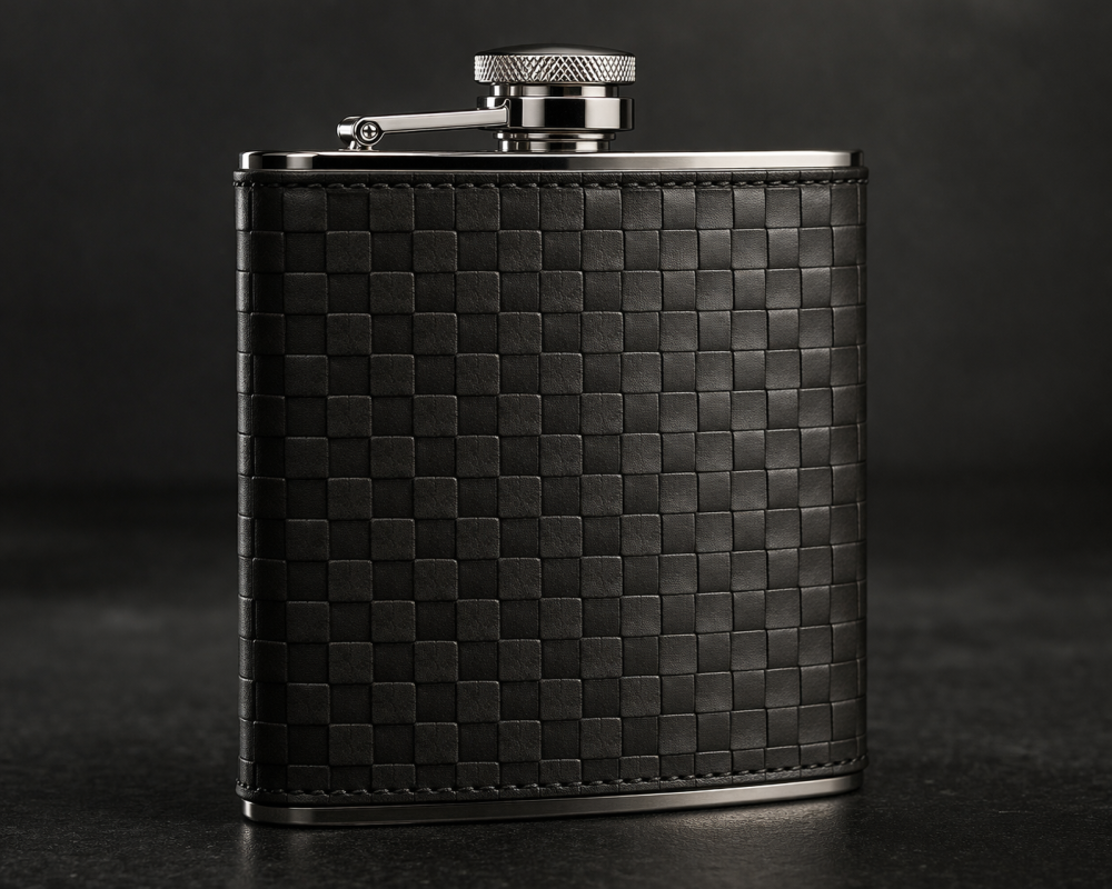 Flasque en métal et cuir élégante